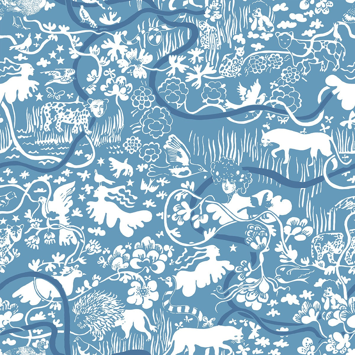 Vines - Custom Sized Wallpaper Mural (per m2) - Blue