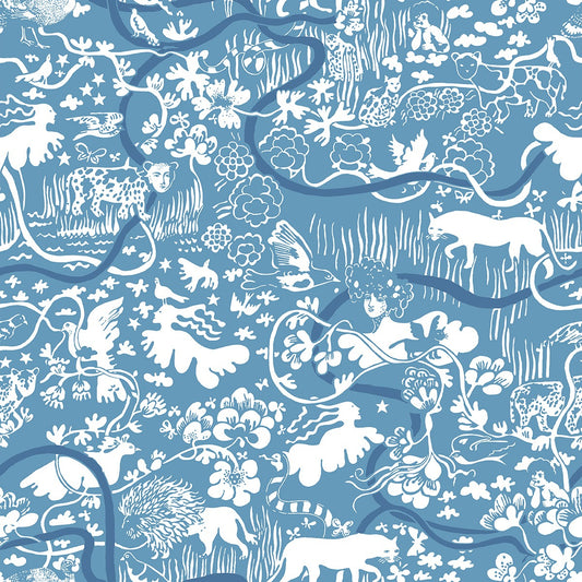 Vines - Custom Sized Wallpaper Mural (per m2) - Blue