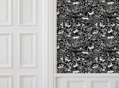 Vines - Custom Sized Wallpaper Mural (per m2) - Black/White