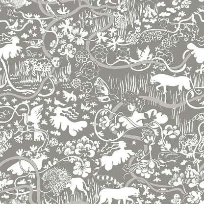 Vines - Custom Sized Wallpaper Mural (per m2) - Grey