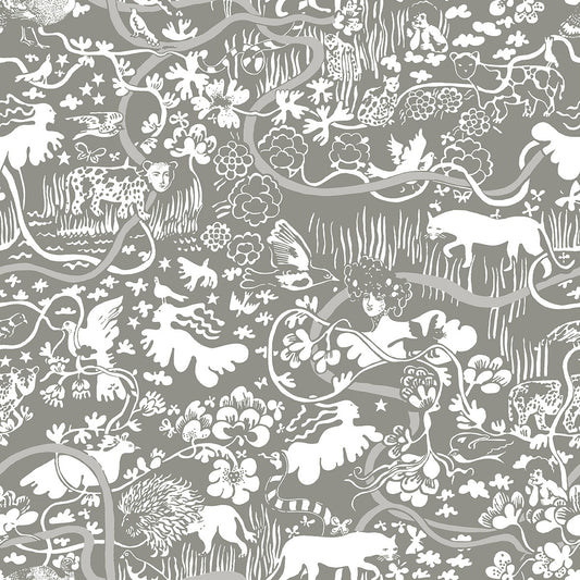 Vines - Custom Sized Wallpaper Mural (per m2) - Grey