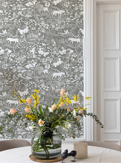 Vines - Custom Sized Wallpaper Mural (per m2) - Grey