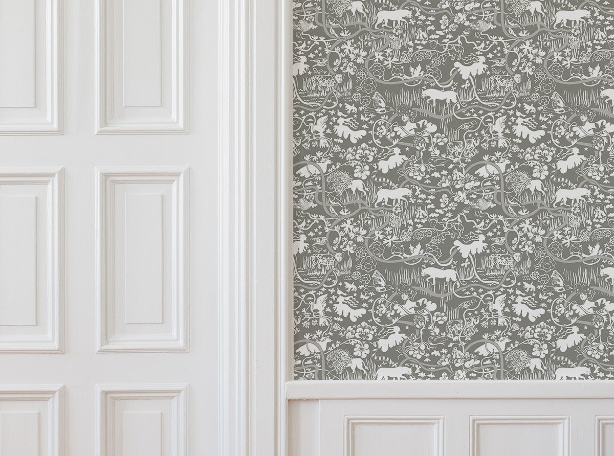 Vines - Custom Sized Wallpaper Mural (per m2) - Grey