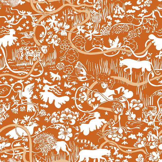 Vines - Custom Sized Wallpaper Mural (per m2) - Orange