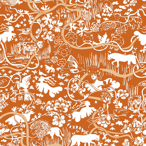 Sample - Vines - Custom Sized Wallpaper Mural (per m2) - Orange