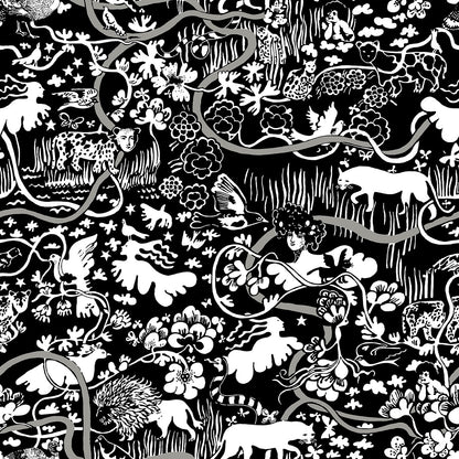 Vines - Custom Sized Wallpaper Mural (per m2) - Black/White