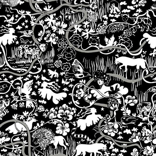 Vines - Custom Sized Wallpaper Mural (per m2) - Black/White