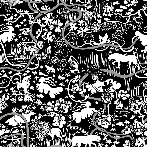 Sample - Vines - Custom Sized Wallpaper Mural (per m2) - Black/White