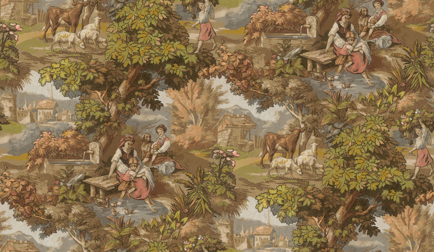 Vintage Landscape - Custom Sized Wallpaper Mural (per m2) - Multi