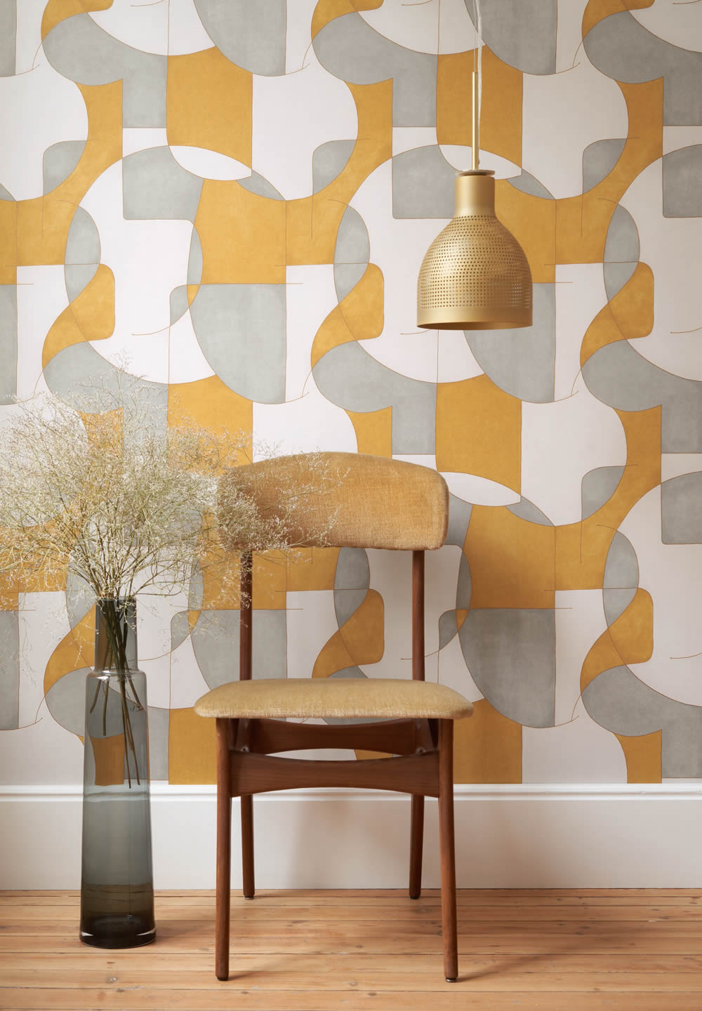 Op'art Geometric Wallpaper - Gold