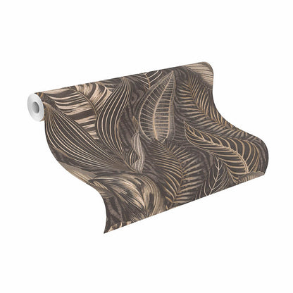 Exotic Leaves Wallpaper - Black and Gold