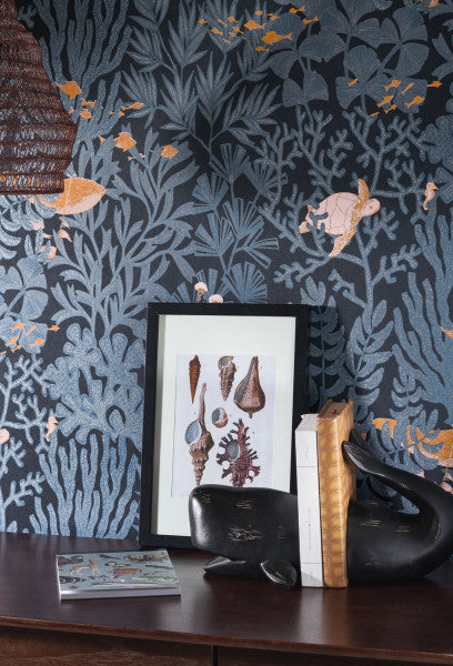 Atlantide Under The Sea Wallpaper - Blue/Orange