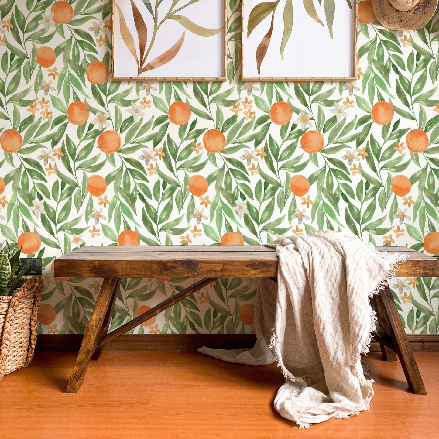 French Orange Wallpaper - Custom Printed Wallpaper
