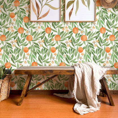 French Orange Wallpaper - Custom Printed Wallpaper
