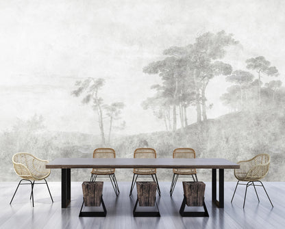 Romantic Grove - Custom Sized Wallpaper Mural (per m2) - Grey
