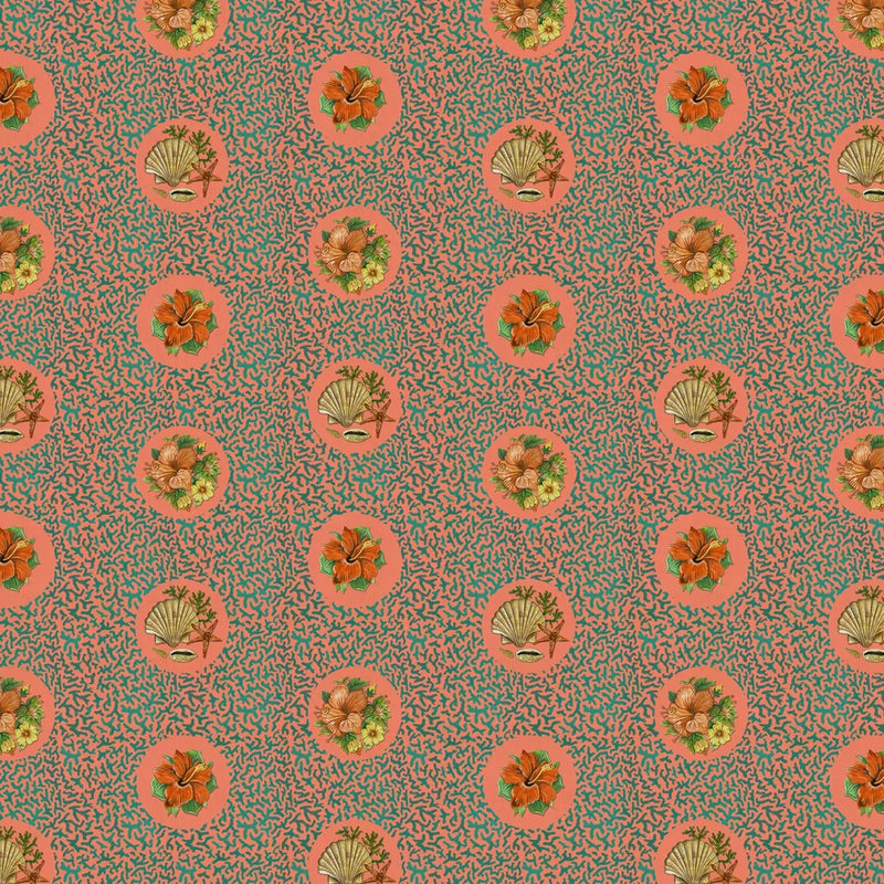 Sample - Treath Marine Wallpaper - Clementine