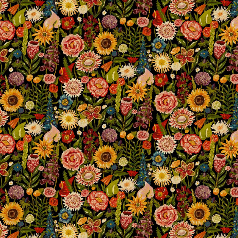 Utopia Floral Wallpaper - Jet