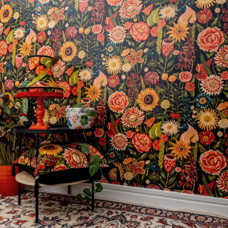 Utopia Floral Wallpaper - Jet