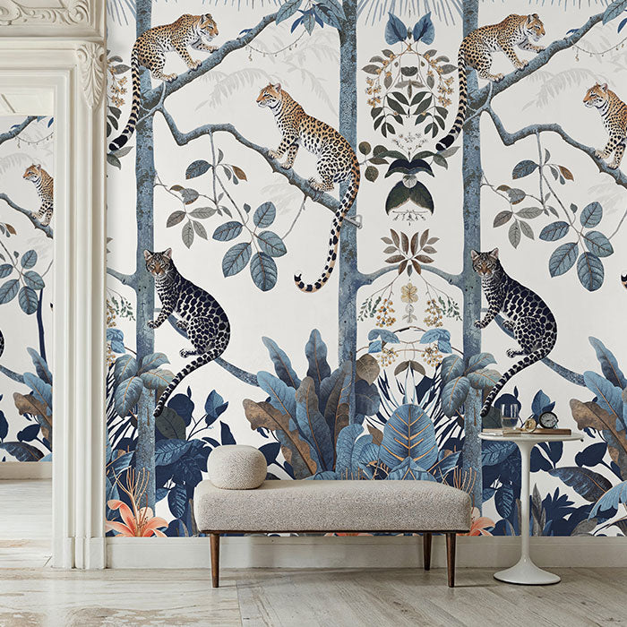 Sample - Panthera Mural Hybrid Wallpaper - White