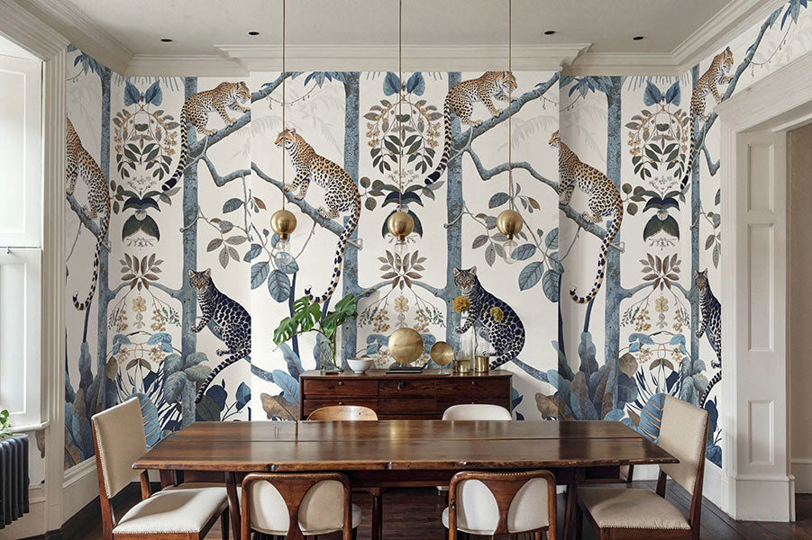 Panthera Mural Hybrid Wallpaper - White