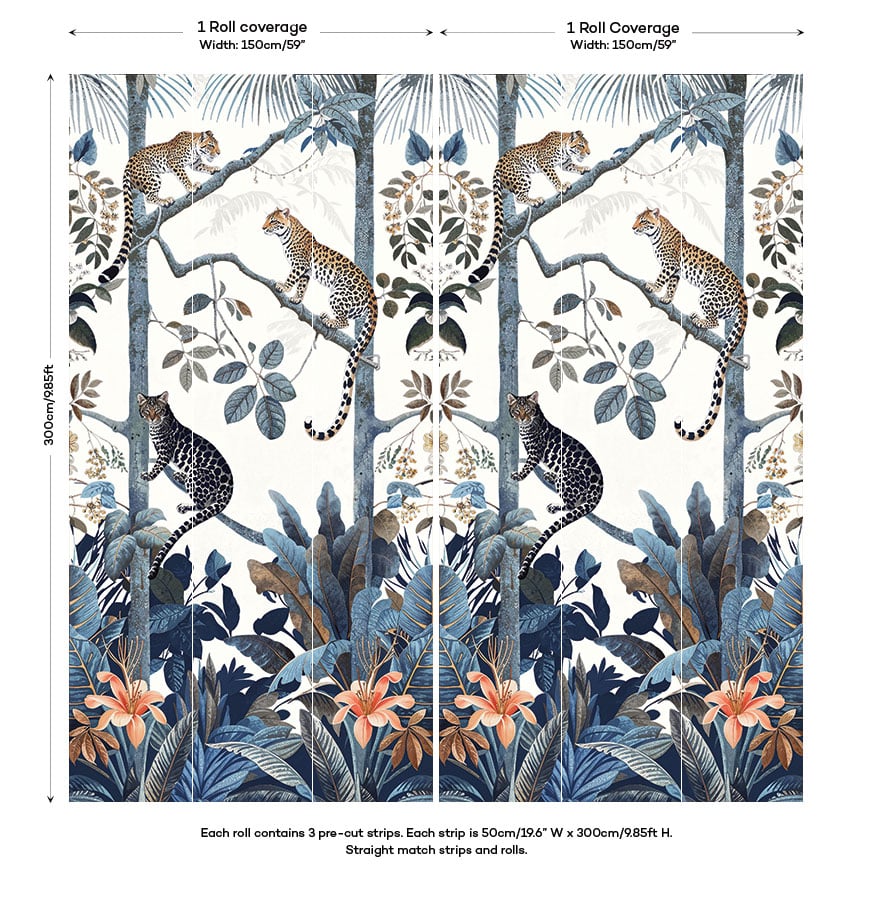 Panthera Mural Hybrid Wallpaper - White