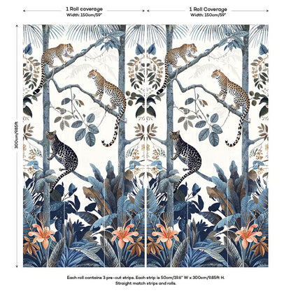 Panthera Mural Hybrid Wallpaper - White