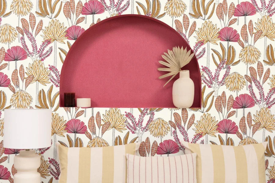 Bali Wallpaper - Rose Fuchsia