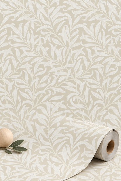 Willow Leaf Wallpaper -Ecru Shimmer