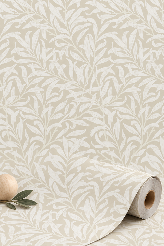 Willow Leaf Wallpaper -Ecru Shimmer