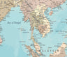 World Map NZ Centre - Dusky Blue - Custom Sized Wallpaper Mural