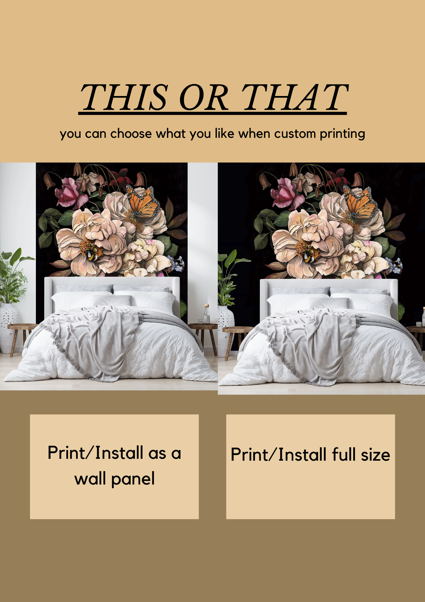 HOME by Makkala Floral - Custom Sized Wallpaper Mural (per m2)