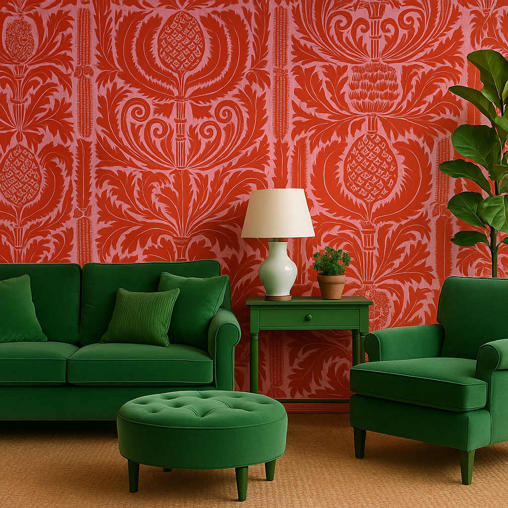 Zappa - Custom Sized Wallpaper Mural (per m2) - Orange Pink