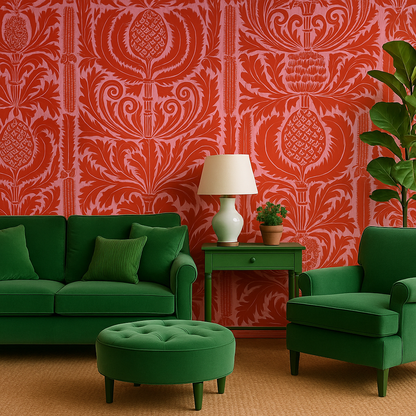 Zappa - Custom Sized Wallpaper Mural (per m2) - Orange Pink