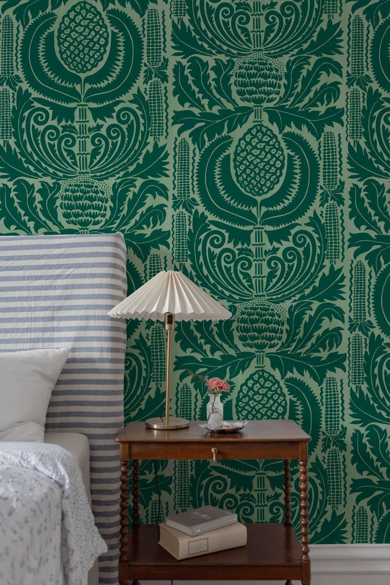 Zappa - Custom Sized Wallpaper Mural (per m2) - Dark Green