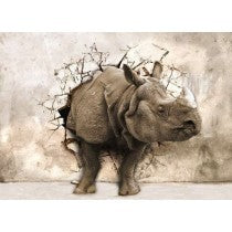 Rhino Breakthrough - Custom Sized Wallpaper Mural (per m2)