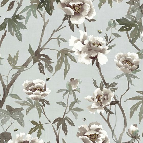 Peonia Linen Fabric - Duckegg