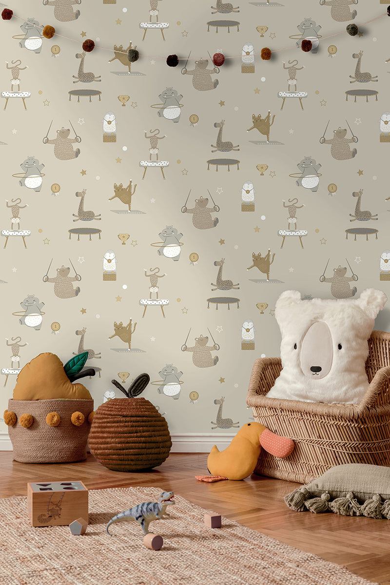 Animal Gymnastics Wallpaper - 3 colours