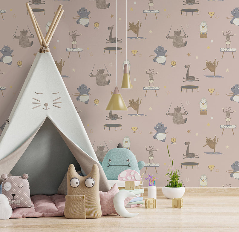 Animal Gymnastics Wallpaper - 3 colours