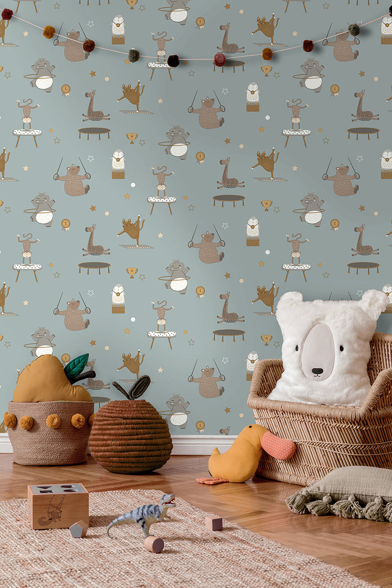 Animal Gymnastics Wallpaper - 3 colours