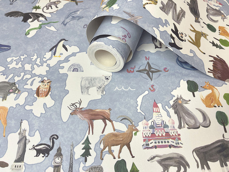 Animal Maps Wallpaper - 2 colours