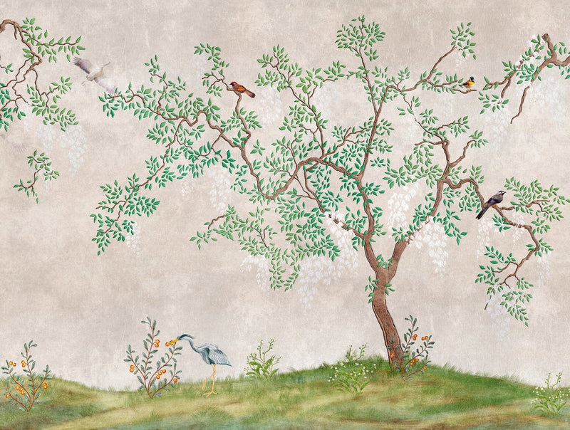 Chinoiseries Tree - Custom Sized Wallpaper Mural (per m2)