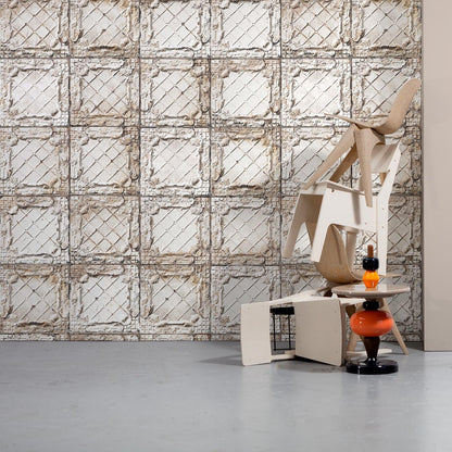 Brooklyn Tin Tiles Wallpaper- White 09