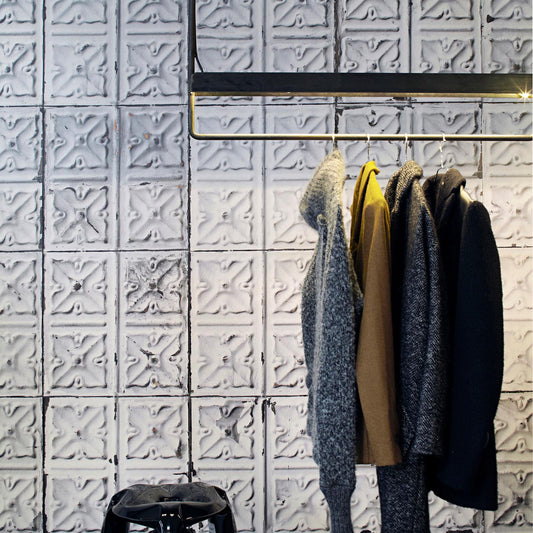 Brooklyn Tin Tiles Wallpaper - Grey