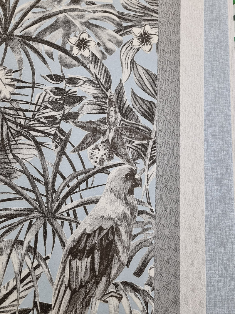 Parrot Jungle with coordinating textured wallpapers
