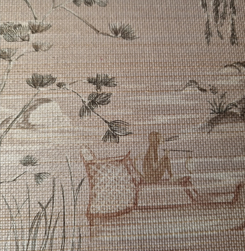 Moonlight Grasscloth Wallpaper - Stone