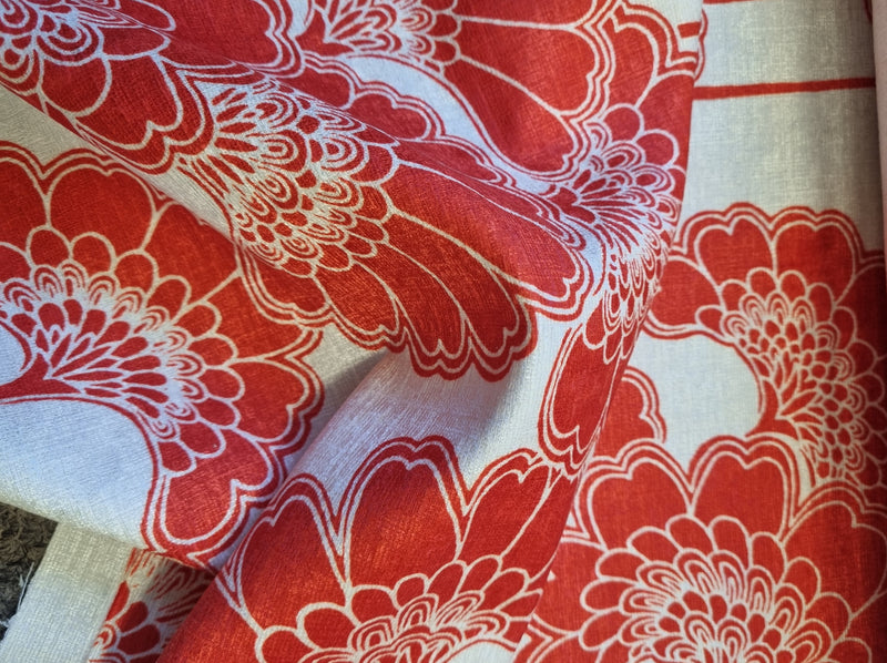 Japanese Floral Fabric - Ritz Fabric - Tomato