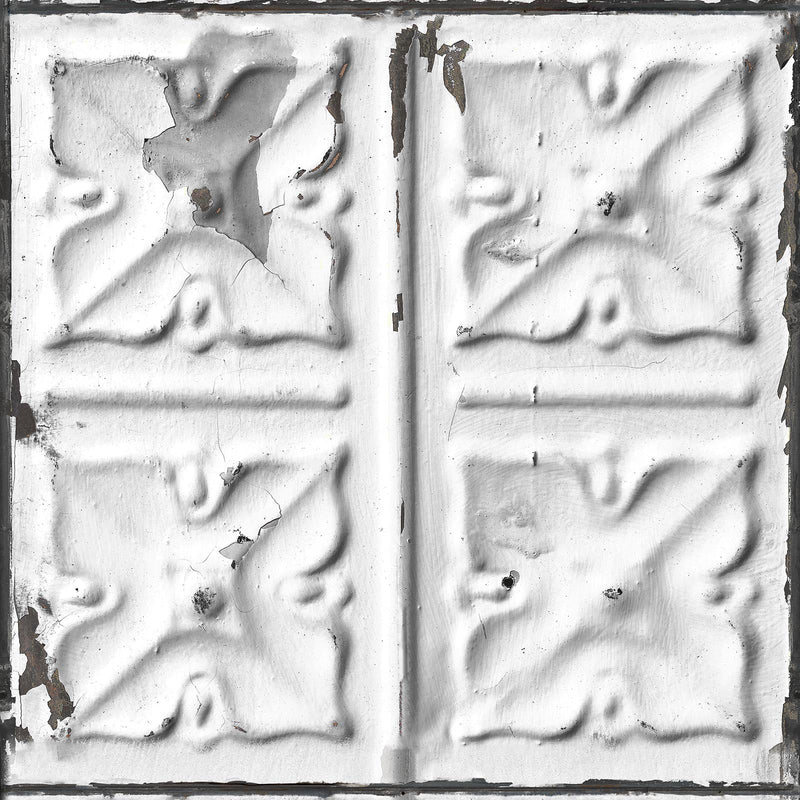 Brooklyn Tin Tiles Wallpaper - White - Grey #4