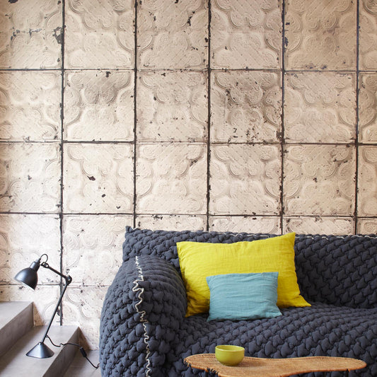 Brooklyn Tin Tiles Wallpaper- Beige