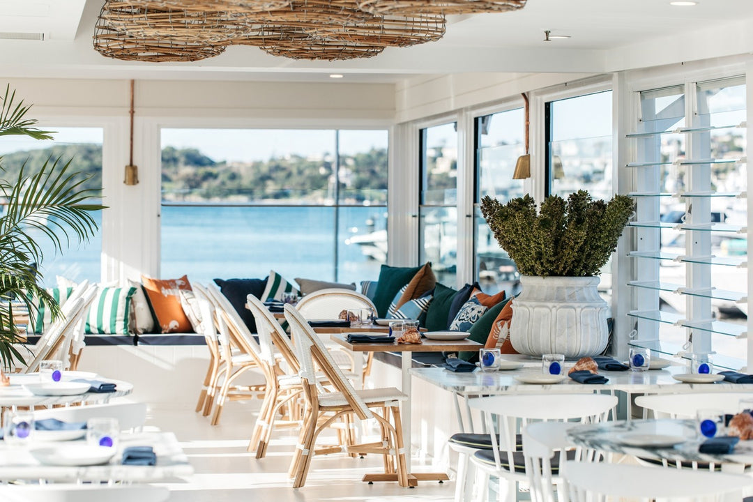 Barcelona Side Chairs White & Natural @theboathouserosebay​​​​​​​​
