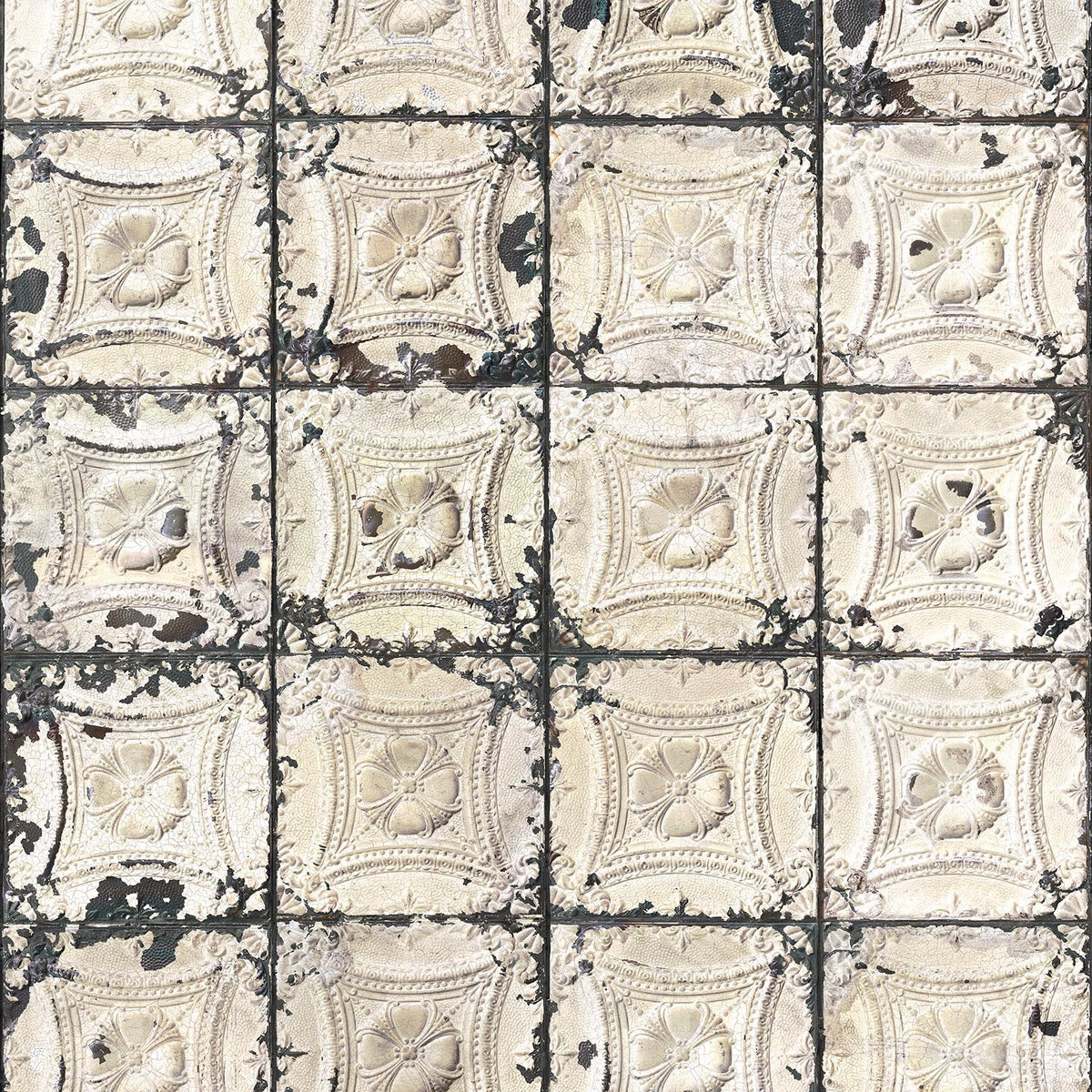 Brooklyn Tin Tiles Wallpaper- White